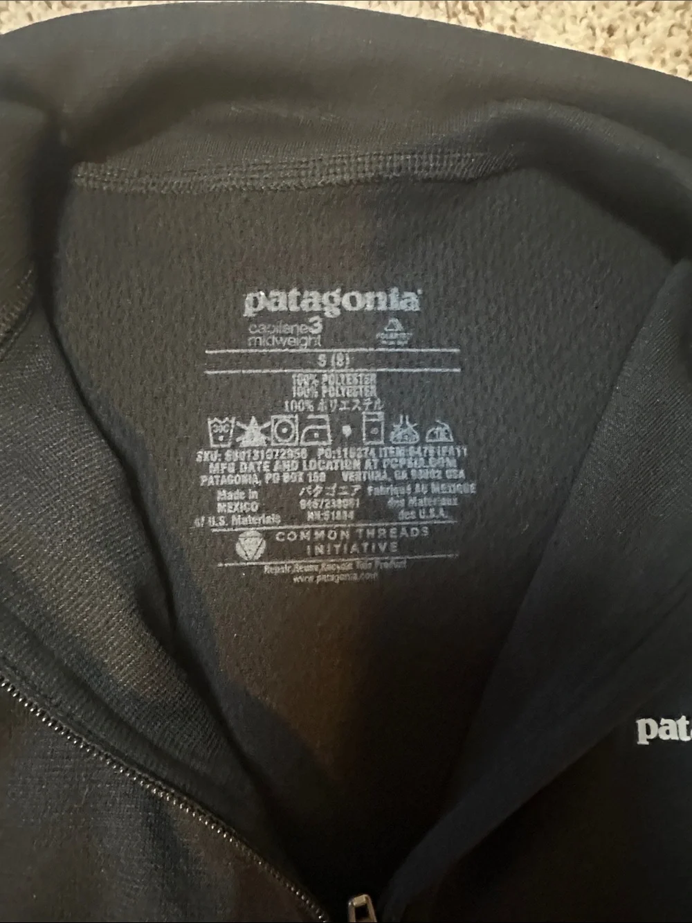 Patagonia 3/4 zip long sleeve